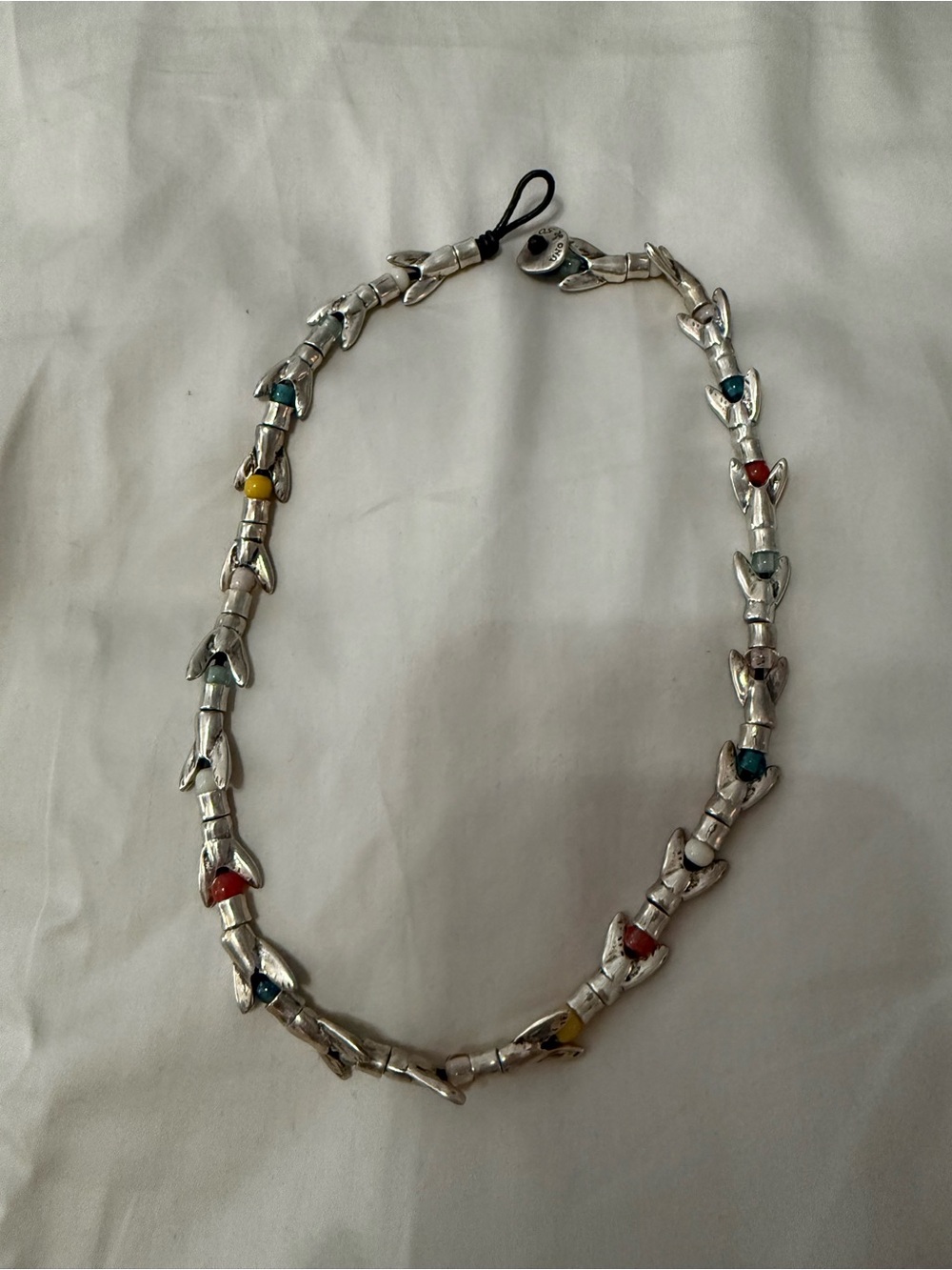 Uno de 50 Sterling Silver fish tail Necklace with Swarovski crystal